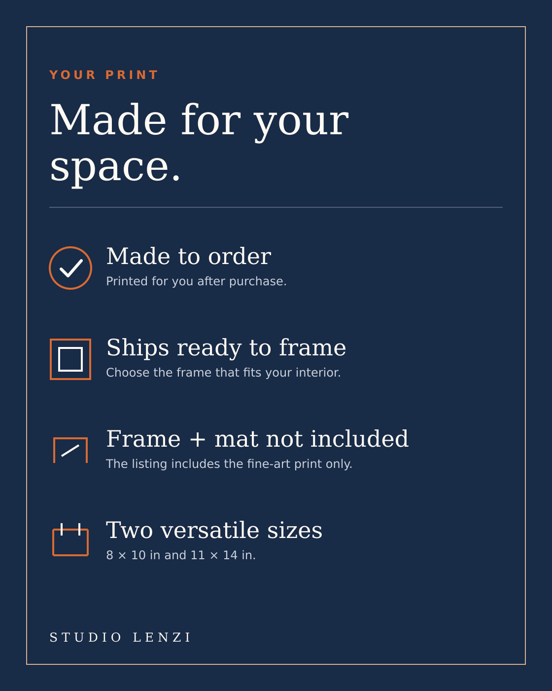 Golden Sun Desert — Navy Ochre Night Landscape Print