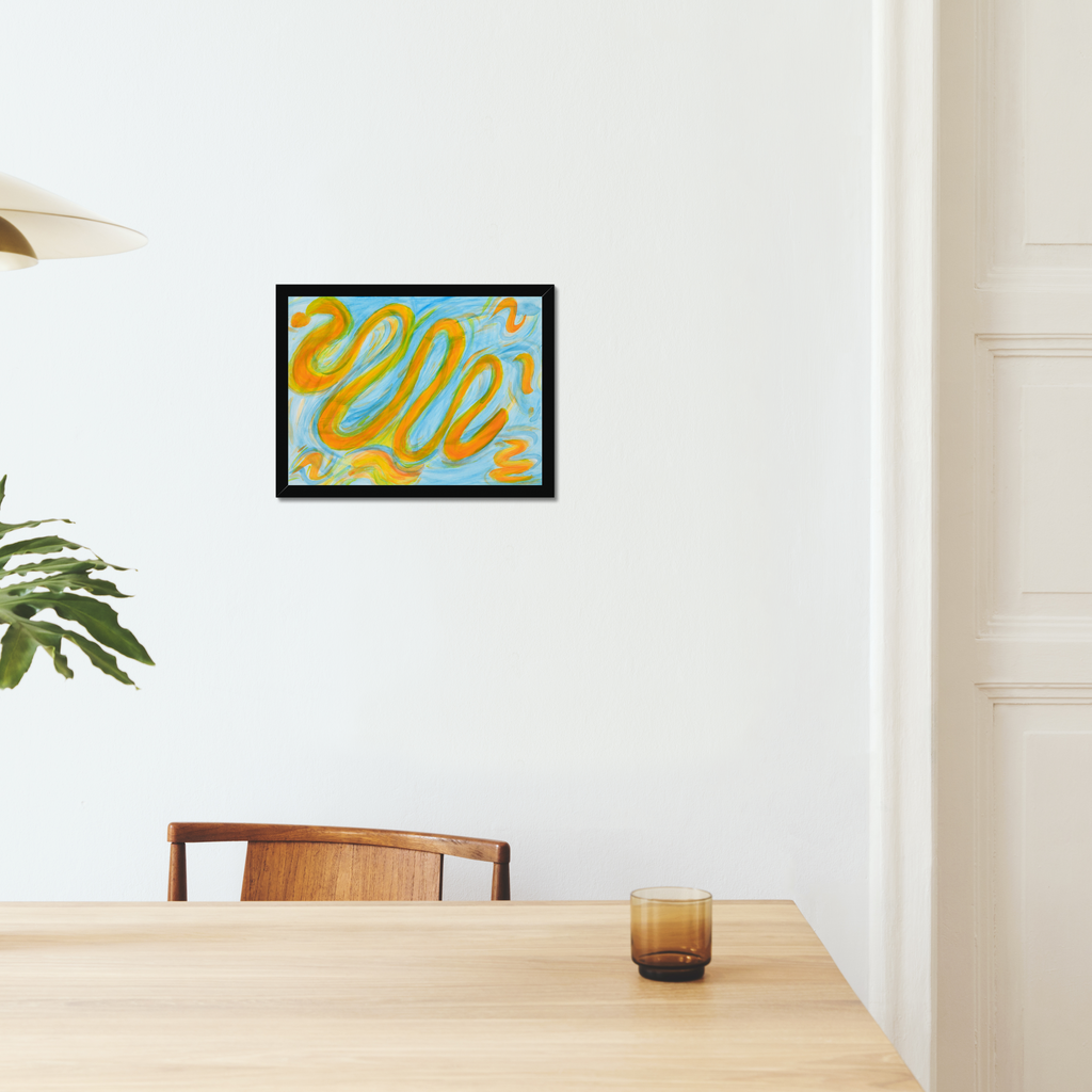 Golden Current framed print in an interior