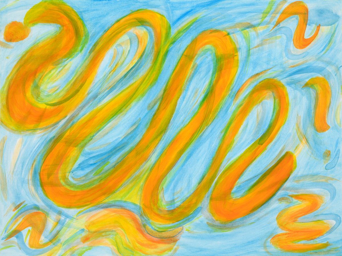 Golden Current — abstract river acrylic painting by Gaia Lenzi
