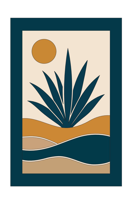 Agave Botanical wall art print, navy desert plant