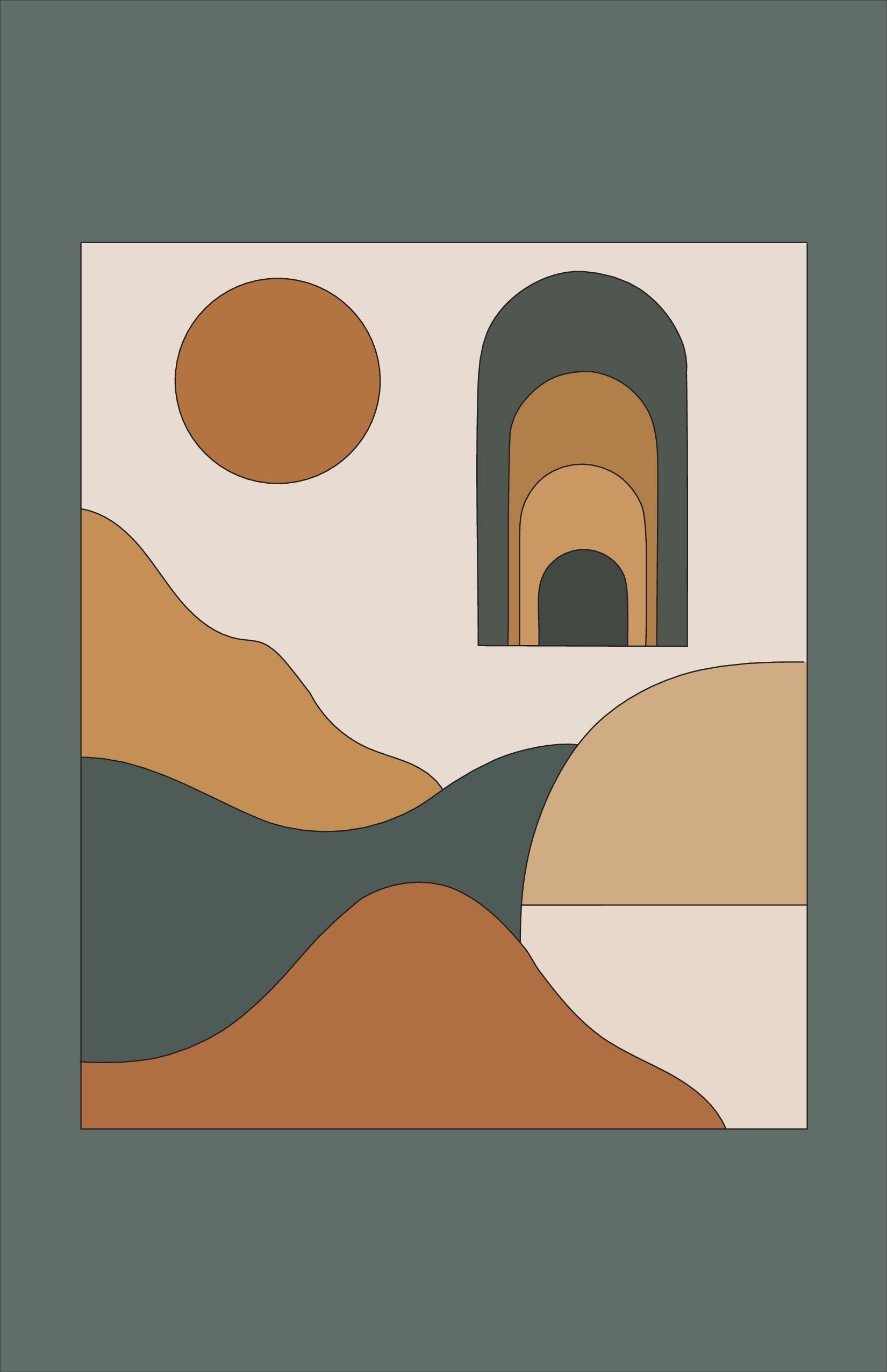 Desert Arch wall art print, sage terracotta boho architecture