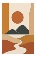 Terracotta Sun River wall art print, burnt orange landscape