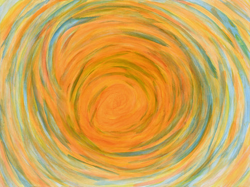 Sun Spiral — original acrylic painting of an amber sunburst