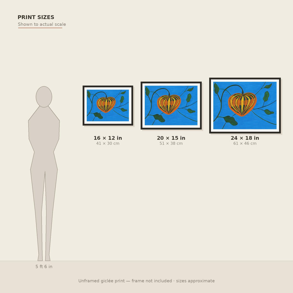 Pumpkin in Blue print size guide — three sizes to scale