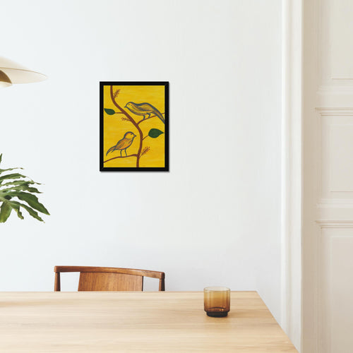 Among the Branches framed print in a dining room