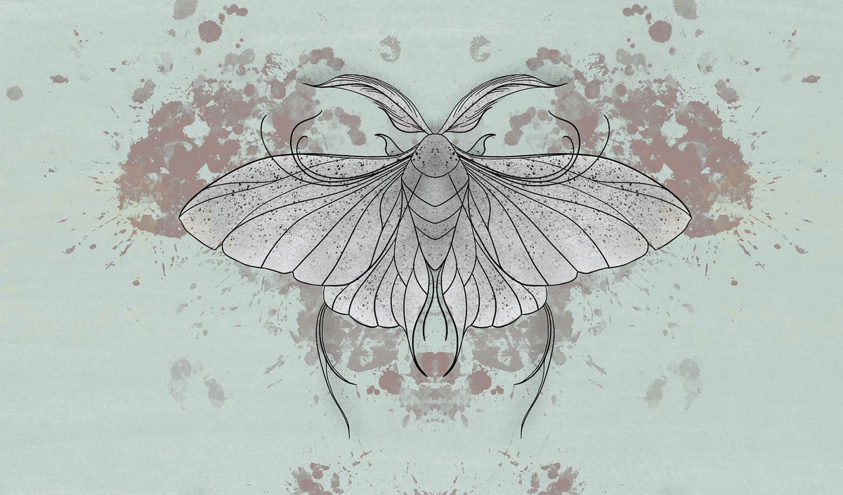 Moth Wings line art wall art print, delicate botanical insect drawing